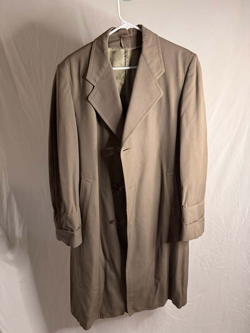 Vintage Rock-Knit Harris & Frank Cravenette Gabardine 100% Worsted Trench Coat